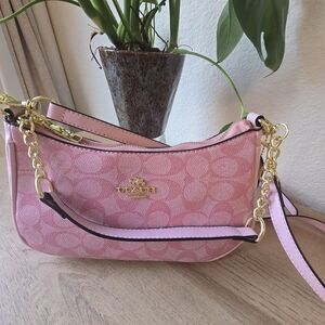 Coach Pink Shoulder Bag with Gold Accents